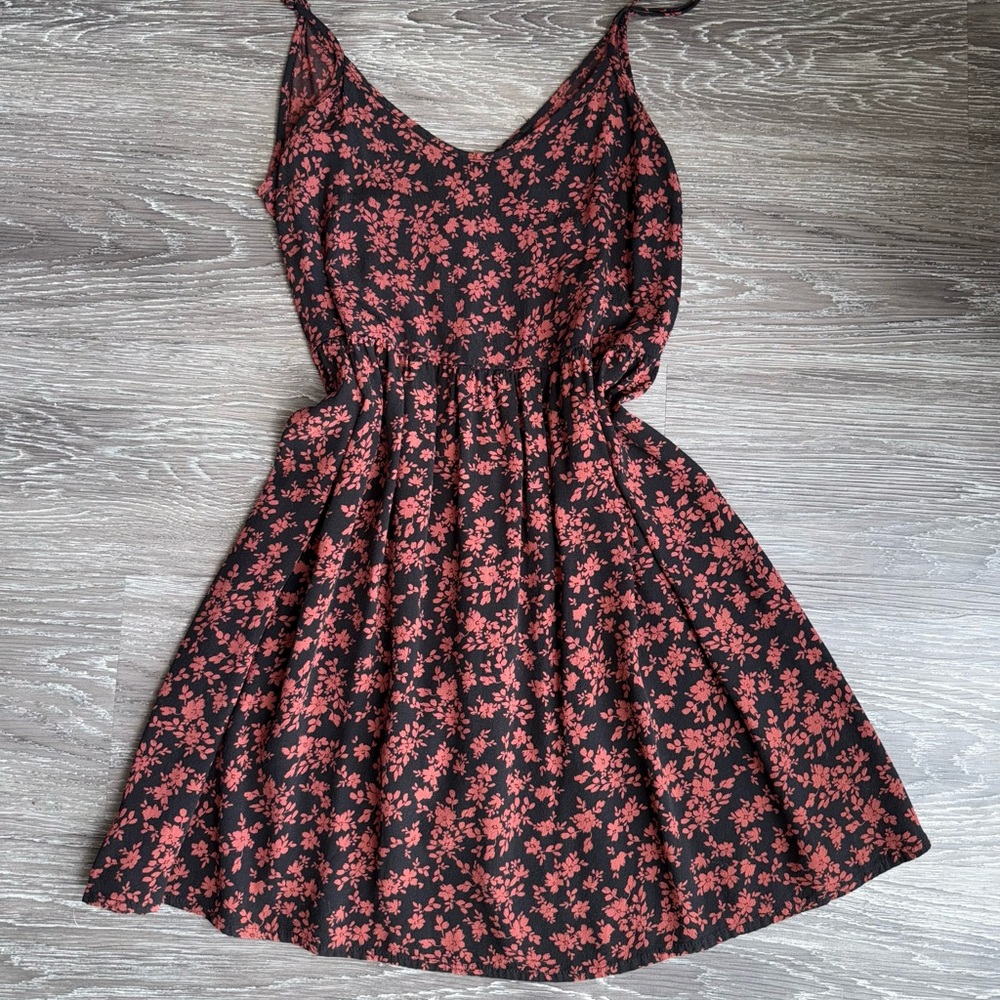 Floral Black and Red Women's Dress